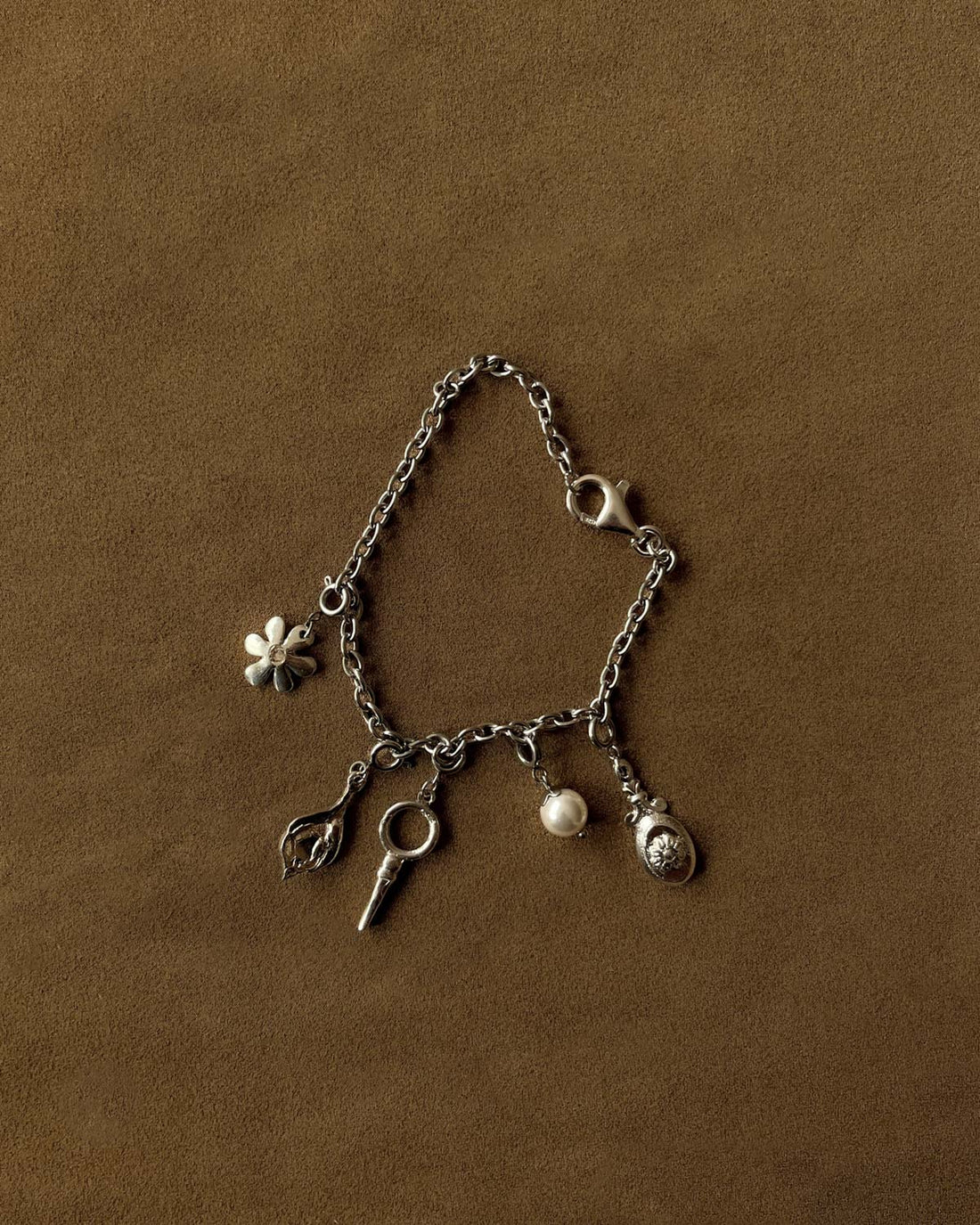 Mini Pearl Charm Silver